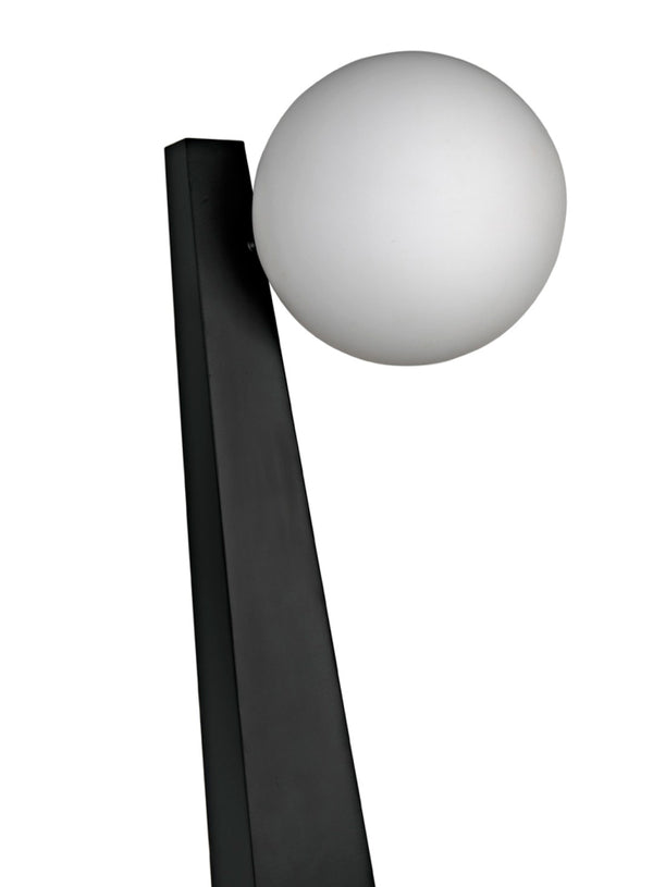 Noir Roy Floor Lamp - Modern Matte Black Iron with Frosted Glass Globes for Stylish Ambient Lighting PZ003MTB