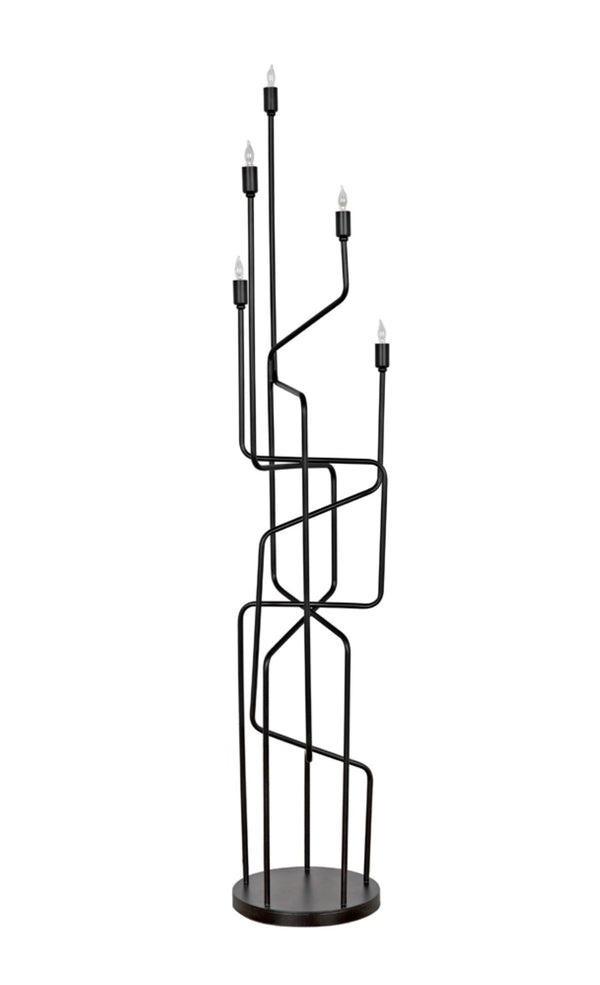 Noir Moriarty Floor Lamp - Artisan-Crafted Matte Black Iron for Elegant Ambient Lighting & Modern Style PZ005MTB