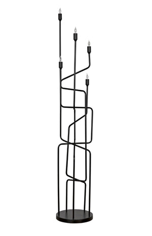 Noir Moriarty Floor Lamp - Artisan-Crafted Matte Black Iron for Elegant Ambient Lighting & Modern Style PZ005MTB