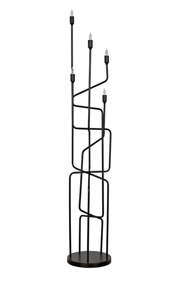 Noir Moriarty Floor Lamp - Artisan-Crafted Matte Black Iron for Elegant Ambient Lighting & Modern Style PZ005MTB
