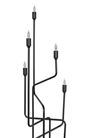 Noir Moriarty Floor Lamp - Artisan-Crafted Matte Black Iron for Elegant Ambient Lighting & Modern Style PZ005MTB