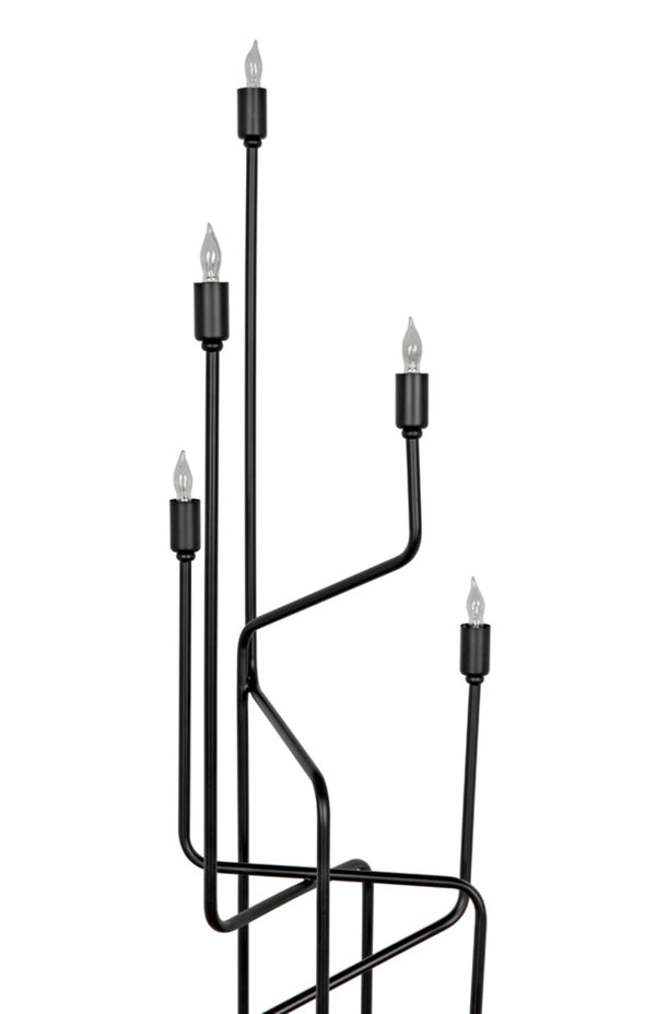 Noir Moriarty Floor Lamp - Artisan-Crafted Matte Black Iron for Elegant Ambient Lighting & Modern Style PZ005MTB
