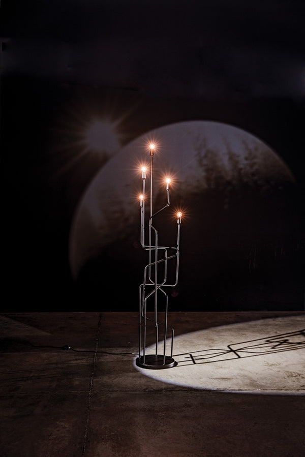 Noir Moriarty Floor Lamp - Artisan-Crafted Matte Black Iron for Elegant Ambient Lighting & Modern Style PZ005MTB