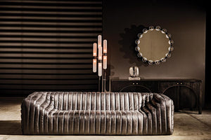 Noir Dominique Floor Lamp - Contemporary Black Metal Candelabra Design with Frosted Glass Shades PZ007MTB