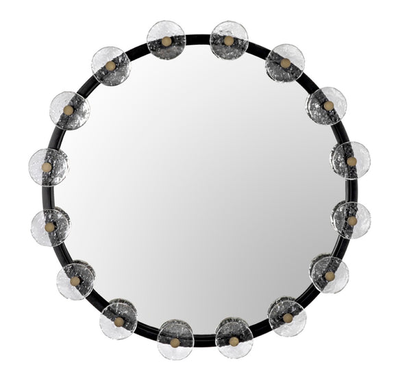 Noir Moira Mirror - Handcrafted Black Metal Frame with Glass, Sculptural Design for Chic Home Decor PZ008MTB