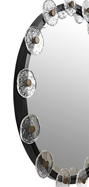 Noir Moira Mirror - Handcrafted Black Metal Frame with Glass, Sculptural Design for Chic Home Decor PZ008MTB