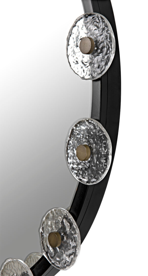 Noir Moira Mirror - Handcrafted Black Metal Frame with Glass, Sculptural Design for Chic Home Decor PZ008MTB