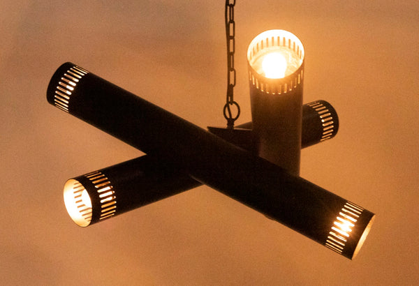 Noir Javelin Chandelier - Bold Black Steel Design for Modern Dining, Entryways & Kitchen Illumination PZ013MTB