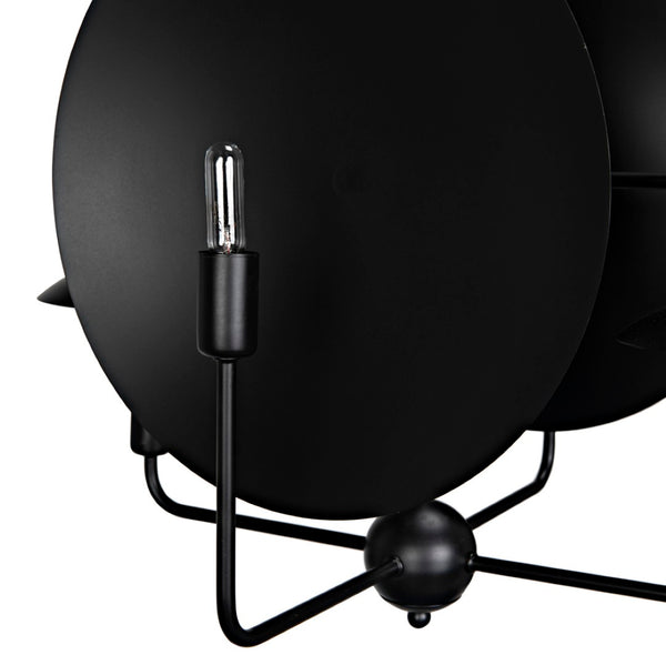 Noir Satellite Lamp - Artisan-Crafted Matte Black Pendant Light for Modern Industrial Spaces PZ019MTB