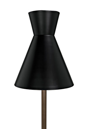 Noir Thinking Cap Floor Lamp - Artisan-Crafted Matte Black & Brass Light for Modern Living Spaces, 67" Tall PZ021MTB