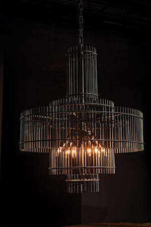Noir Ghost Chandelier – Artisan-Crafted Matte Black Fixture with Frosted Glass for Modern Elegance & Style PZ022MTB