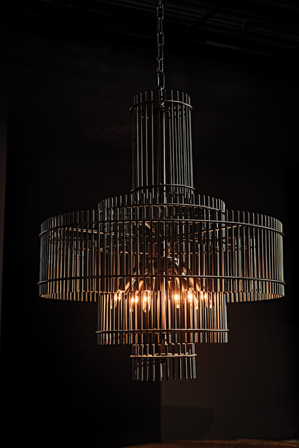 Noir Ghost Chandelier – Artisan-Crafted Matte Black Fixture with Frosted Glass for Modern Elegance & Style PZ022MTB