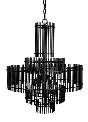 Noir Ghost Chandelier – Artisan-Crafted Matte Black Fixture with Frosted Glass for Modern Elegance & Style PZ022MTB