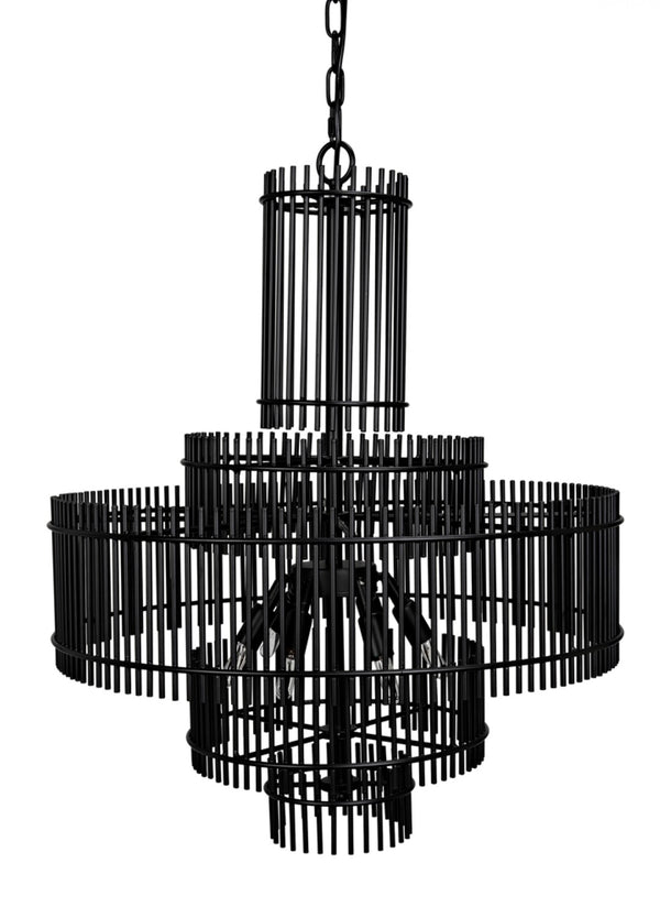 Noir Ghost Chandelier – Artisan-Crafted Matte Black Fixture with Frosted Glass for Modern Elegance & Style PZ022MTB
