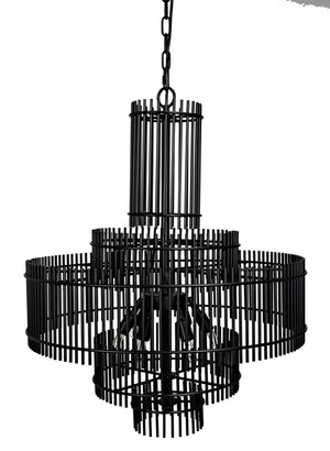 Noir Ghost Chandelier – Artisan-Crafted Matte Black Fixture with Frosted Glass for Modern Elegance & Style PZ022MTB