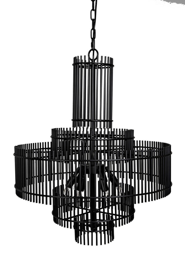 Noir Ghost Chandelier – Artisan-Crafted Matte Black Fixture with Frosted Glass for Modern Elegance & Style PZ022MTB