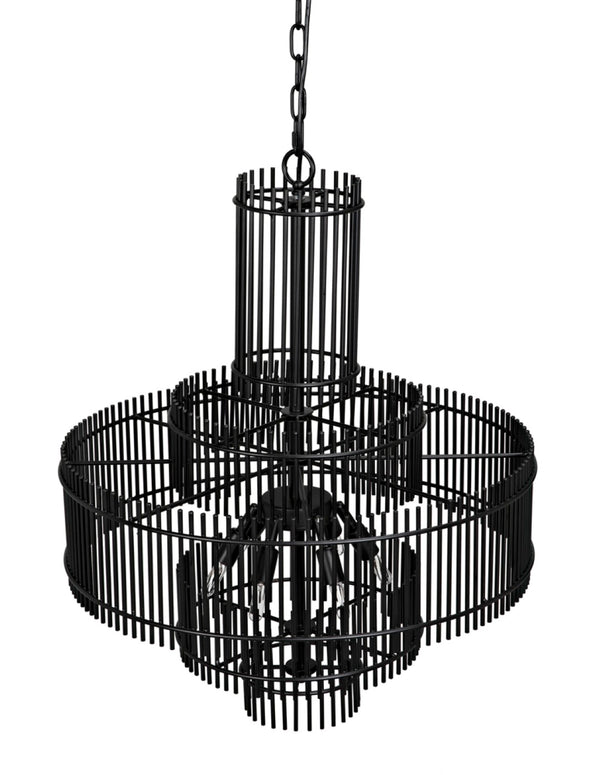 Noir Ghost Chandelier – Artisan-Crafted Matte Black Fixture with Frosted Glass for Modern Elegance & Style PZ022MTB