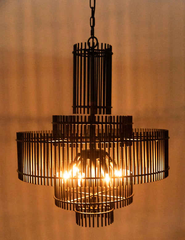 Noir Ghost Chandelier – Artisan-Crafted Matte Black Fixture with Frosted Glass for Modern Elegance & Style PZ022MTB