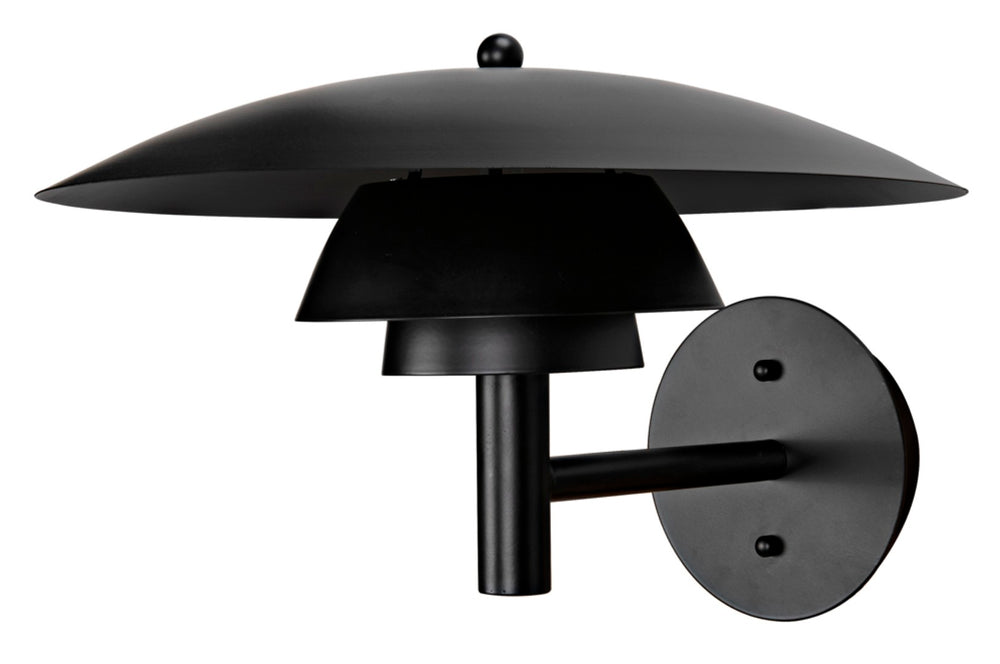Noir Caprese Sconce - Artisan-Crafted Matte Black Wall Light for Modern & Industrial Décor Accent Illumination PZ023MTB