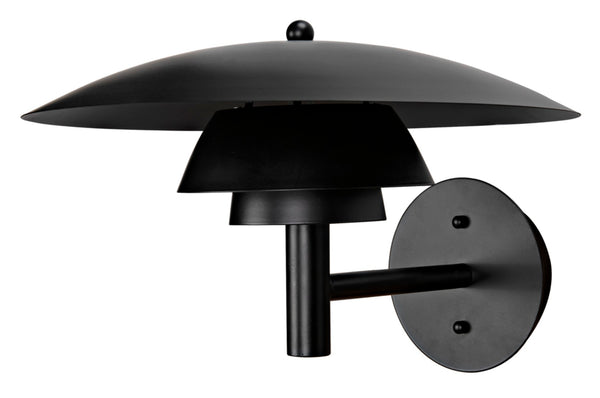 Noir Caprese Sconce - Artisan-Crafted Matte Black Wall Light for Modern & Industrial Décor Accent Illumination PZ023MTB