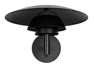 Noir Caprese Sconce - Artisan-Crafted Matte Black Wall Light for Modern & Industrial Décor Accent Illumination PZ023MTB