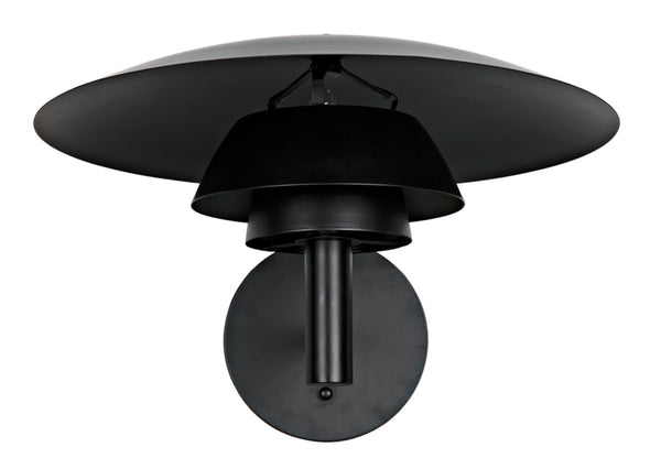 Noir Caprese Sconce - Artisan-Crafted Matte Black Wall Light for Modern & Industrial Décor Accent Illumination PZ023MTB