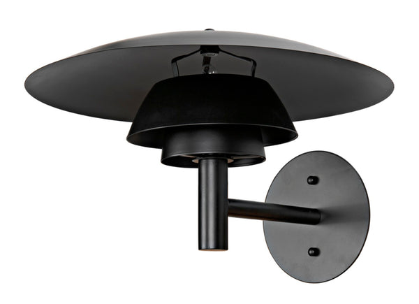 Noir Caprese Sconce - Artisan-Crafted Matte Black Wall Light for Modern & Industrial Décor Accent Illumination PZ023MTB