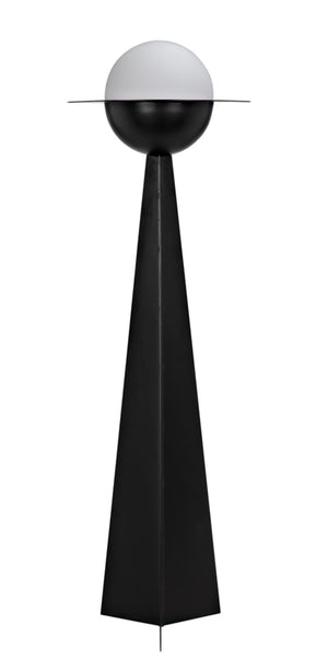 Noir Saturn Floor Lamp - Modern Matte Black Design with Frosted Glass for Warm, Ambient Illumination PZ025MTB