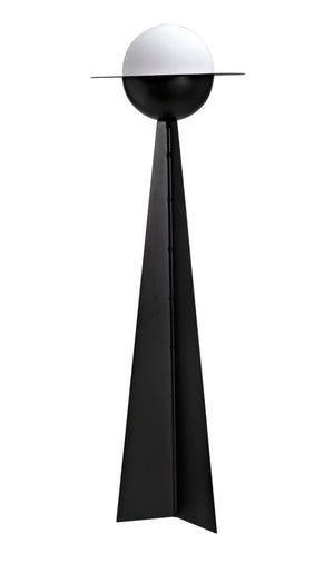 Noir Saturn Floor Lamp - Modern Matte Black Design with Frosted Glass for Warm, Ambient Illumination PZ025MTB