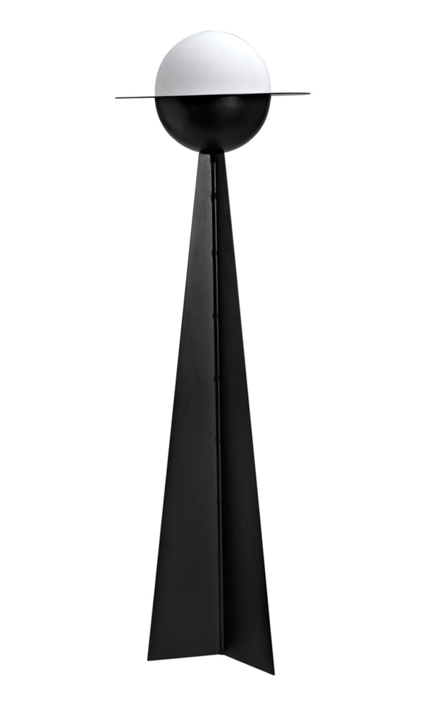 Noir Saturn Floor Lamp - Modern Matte Black Design with Frosted Glass for Warm, Ambient Illumination PZ025MTB