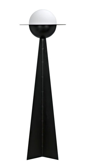 Noir Saturn Floor Lamp - Modern Matte Black Design with Frosted Glass for Warm, Ambient Illumination PZ025MTB