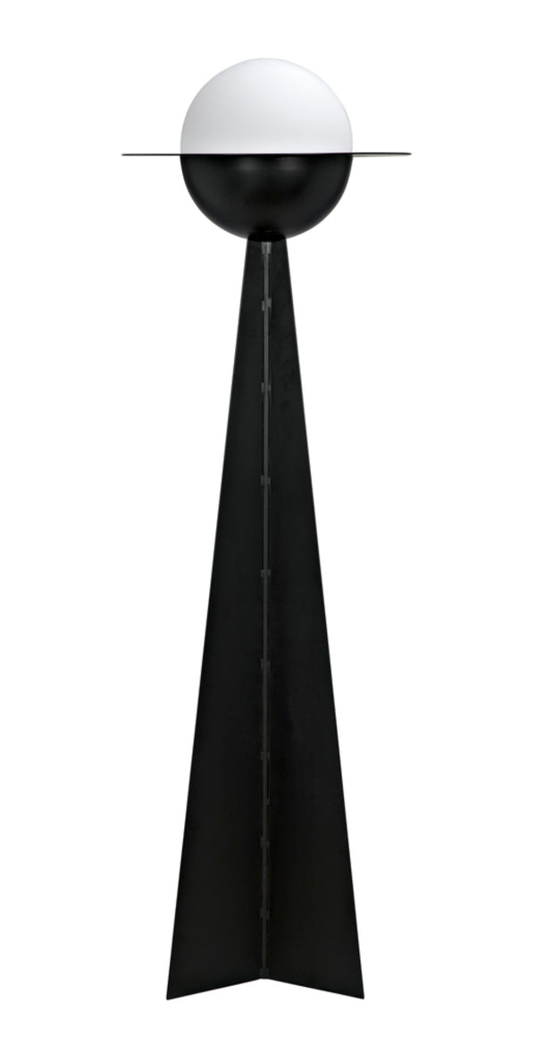 Noir Saturn Floor Lamp - Modern Matte Black Design with Frosted Glass for Warm, Ambient Illumination PZ025MTB