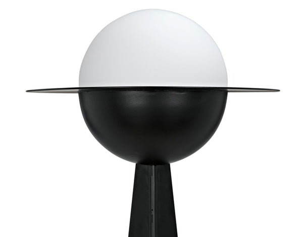 Noir Saturn Floor Lamp - Modern Matte Black Design with Frosted Glass for Warm, Ambient Illumination PZ025MTB