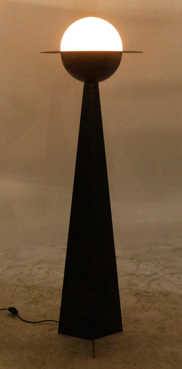 Noir Saturn Floor Lamp - Modern Matte Black Design with Frosted Glass for Warm, Ambient Illumination PZ025MTB