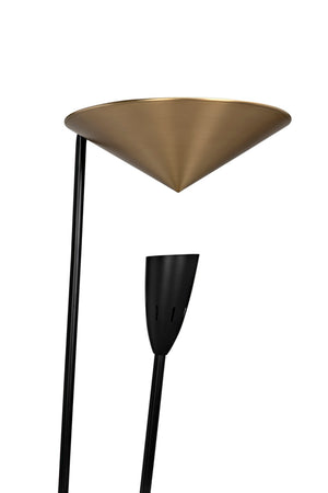 Noir Jetset Floor Lamp - Artisan-Crafted Matte Black & Antique Brass Lighting for Modern Living Spaces PZ026MTB