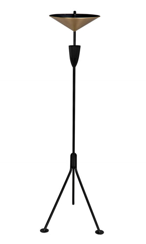 Noir Jetset Floor Lamp - Artisan-Crafted Matte Black & Antique Brass Lighting for Modern Living Spaces PZ026MTB