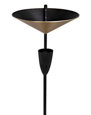 Noir Jetset Floor Lamp - Artisan-Crafted Matte Black & Antique Brass Lighting for Modern Living Spaces PZ026MTB