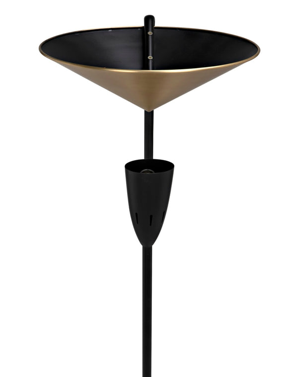Noir Jetset Floor Lamp - Artisan-Crafted Matte Black & Antique Brass Lighting for Modern Living Spaces PZ026MTB