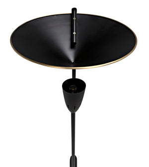 Noir Jetset Floor Lamp - Artisan-Crafted Matte Black & Antique Brass Lighting for Modern Living Spaces PZ026MTB
