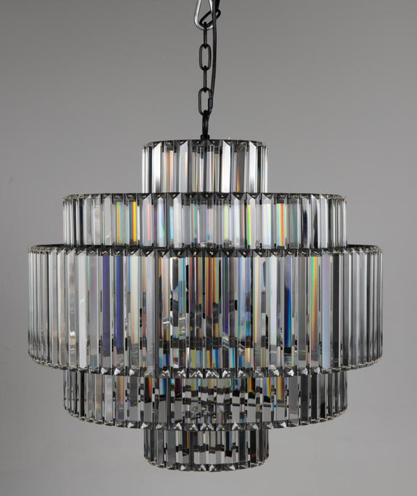 Noir Axa Chandelier - Handcrafted Matte Black Fixture with Crystalline Accents for Modern Industrial Spaces PZ027MTB