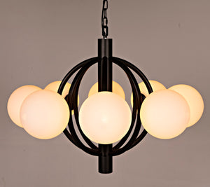 Noir Carousel Chandelier - Striking Multi-Arm Design in Matte Black with Frosted Globe Shades, 36" Wide PZ029MTB