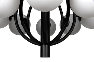 Noir Carousel Chandelier - Striking Multi-Arm Design in Matte Black with Frosted Globe Shades, 36" Wide PZ029MTB