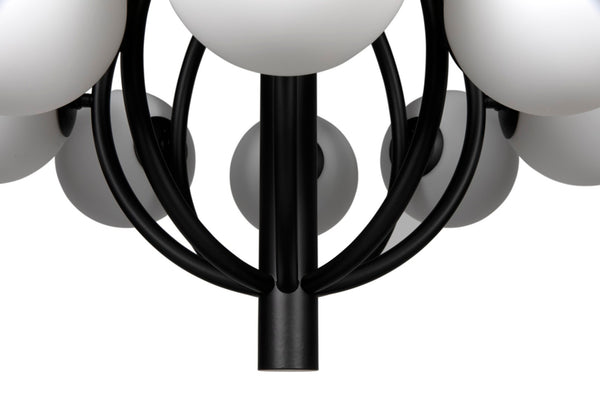 Noir Carousel Chandelier - Striking Multi-Arm Design in Matte Black with Frosted Globe Shades, 36" Wide PZ029MTB