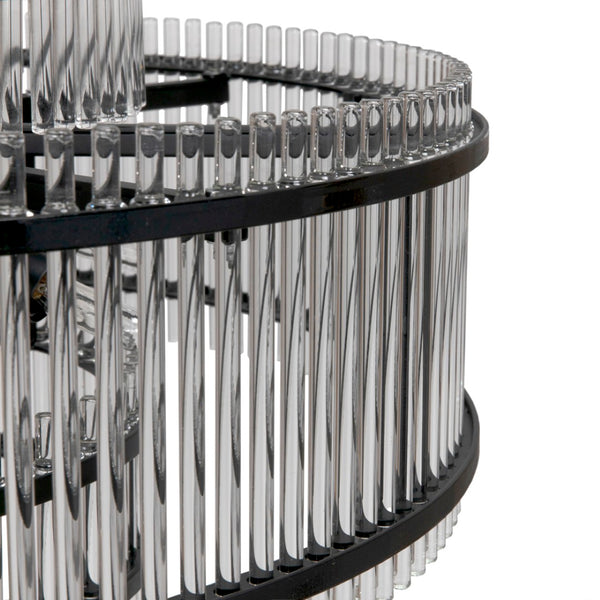 Noir Rowan Chandelier - Industrial-Modern Matte Black Pendant Light with Elegant Glass Shades, 29" W PZ031MTB