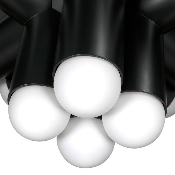 Noir Massimo Chandelier: Modern Industrial Design with Frosted Globe for Ambient Illumination & Style PZ032MTB