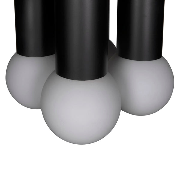 Noir Amadeus Chandelier – Modern Matte Black Iron Fixture with Frosted Glass for Elegant Lighting Spaces PZ034MTB