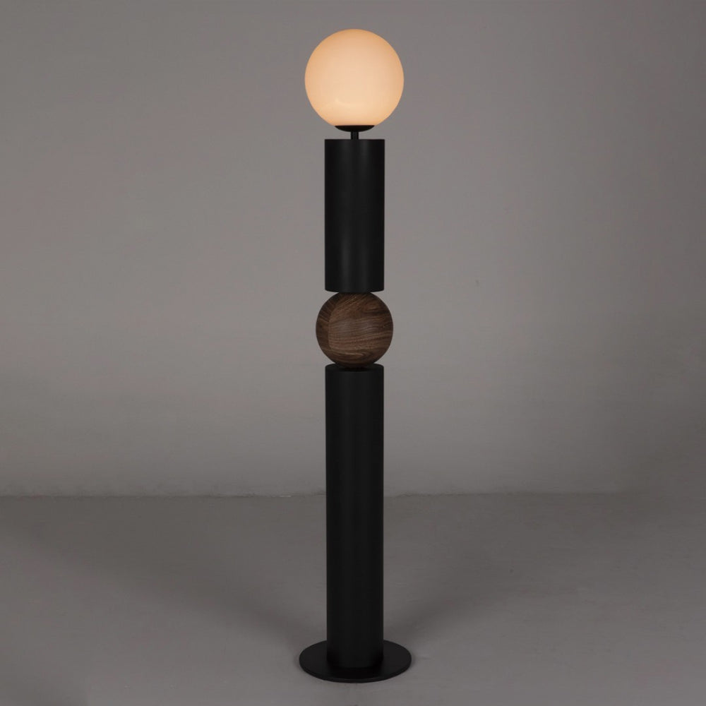Noir Max Floor Lamp - Industrial-Modern Design with Frosted Glass Globes for Ambient Lighting in Any Space PZ036MTB