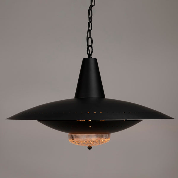 Noir UFO Pendant Light Fixture – Stylish Matte Black Design with Glass Accents for Modern Interiors PZ042MTB