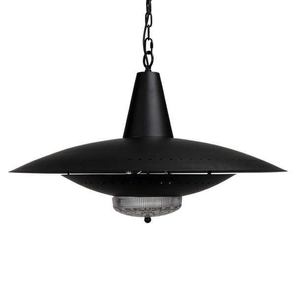Noir UFO Pendant Light Fixture – Stylish Matte Black Design with Glass Accents for Modern Interiors PZ042MTB