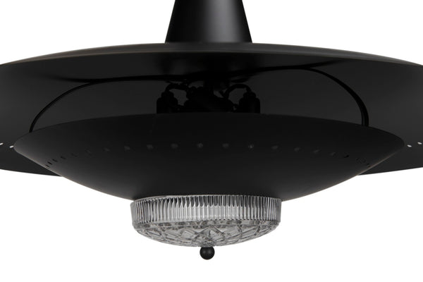Noir UFO Pendant Light Fixture – Stylish Matte Black Design with Glass Accents for Modern Interiors PZ042MTB